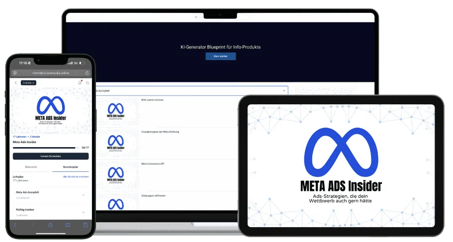 Meta Ads Insider auf Laptop, Tablet und Smartphone